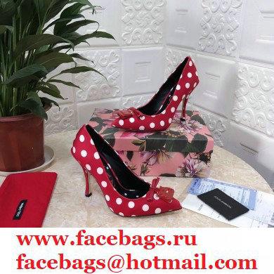 Dolce  &  Gabbana Heel 10.5cm Leather Dot Print Sicily Pumps Red 2021